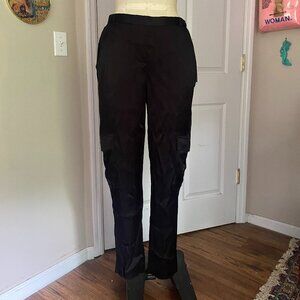 1.State BLACK Silky SATIN Retro Cargo Slim Leg Flat Pants *SIZE 2* NWT